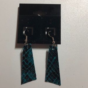 Custom Leather Green Snakeskin Earrings